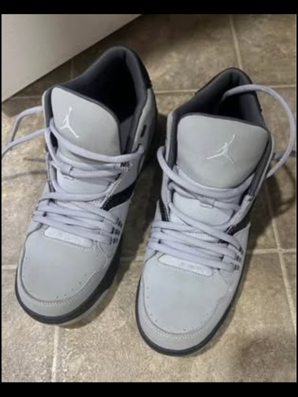 Jordan Men's Light Gray and Black Low-Top Sneakers